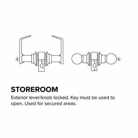 Global Door Controls GLC Series Brushed Chrome Grade 3 Commercial/Residential Storeroom Door Handle with Lock GLC-5180L-626